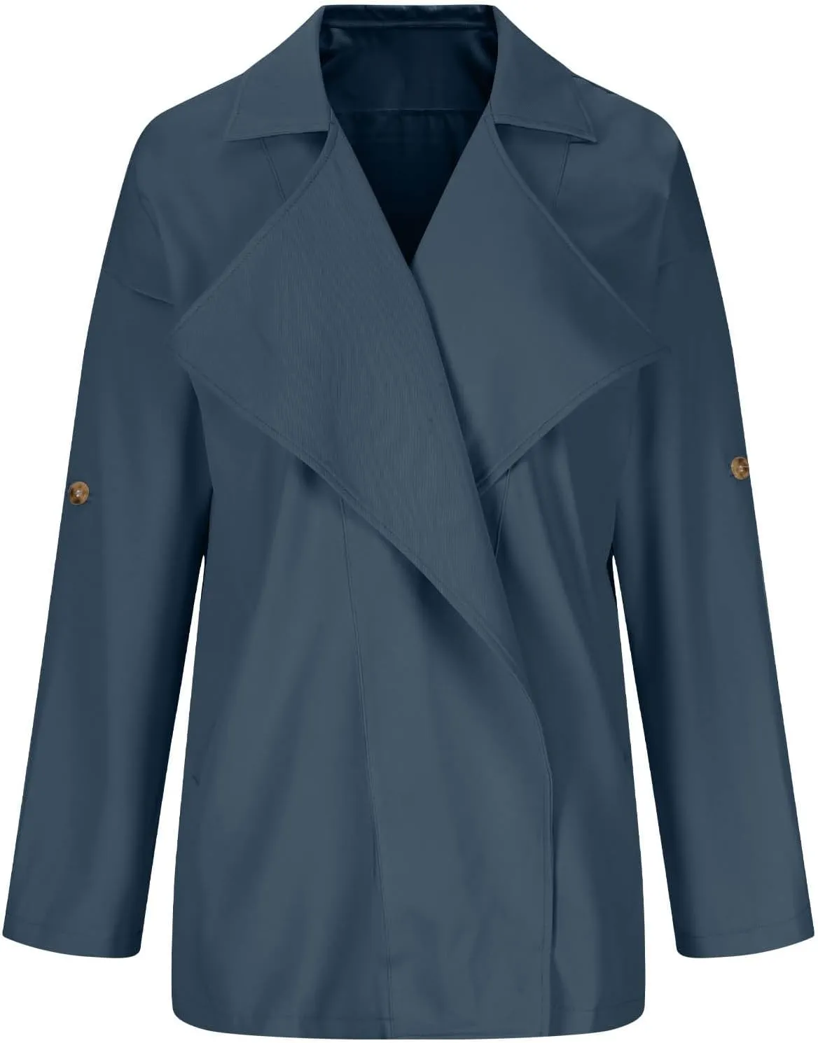Puffer Jacket Womens Plus Size Button Thin Winter Coat Casual Cardigan Long Sleeve Trench Jackets with Pockets