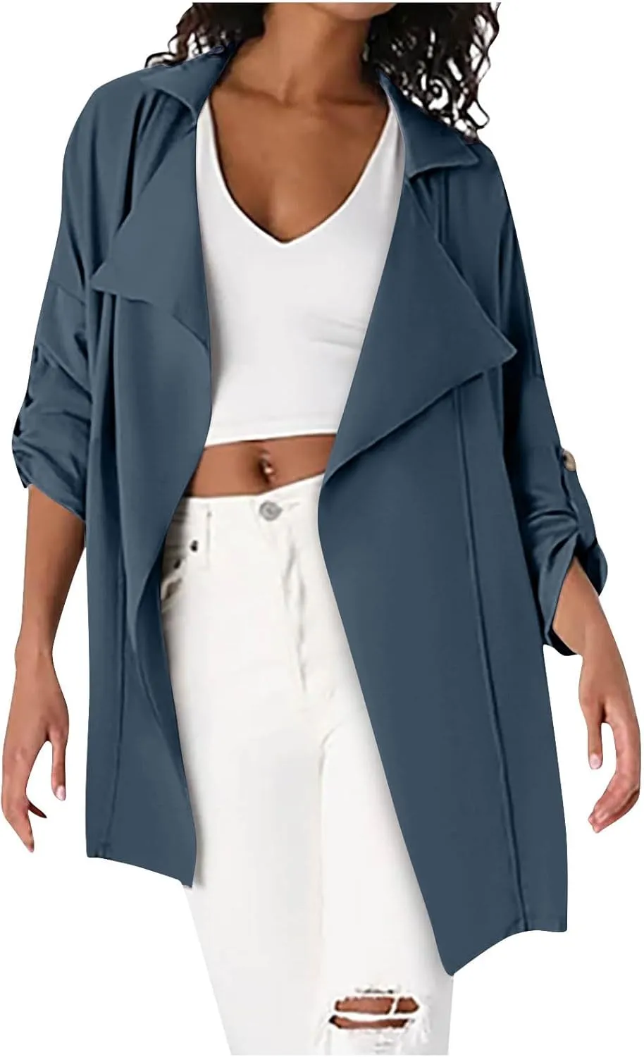 Puffer Jacket Womens Plus Size Button Thin Winter Coat Casual Cardigan Long Sleeve Trench Jackets with Pockets