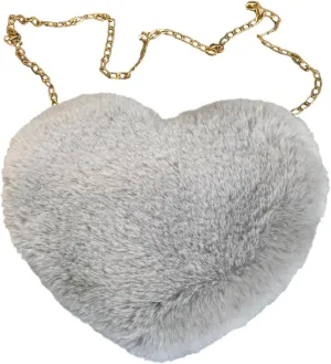 Puffer Tote Bag Naughty Furry Mini Heart Handbags Small Mini Metal Chain Cross-Body Bag Winter Feather Bags