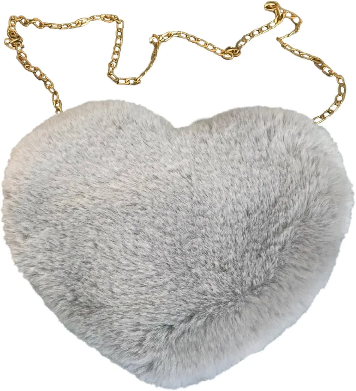 Puffer Tote Bag Naughty Furry Mini Heart Handbags Small Mini Metal Chain Cross-Body Bag Winter Feather Bags
