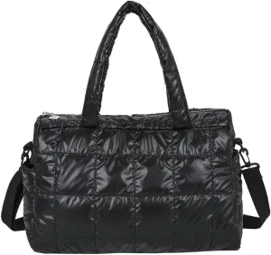 Puffy Shoulder Bag Puffer Top-Handle Crossbody Bag Padded Tote Bag for Women Quilted Satchel Handbag Purse with Zipper