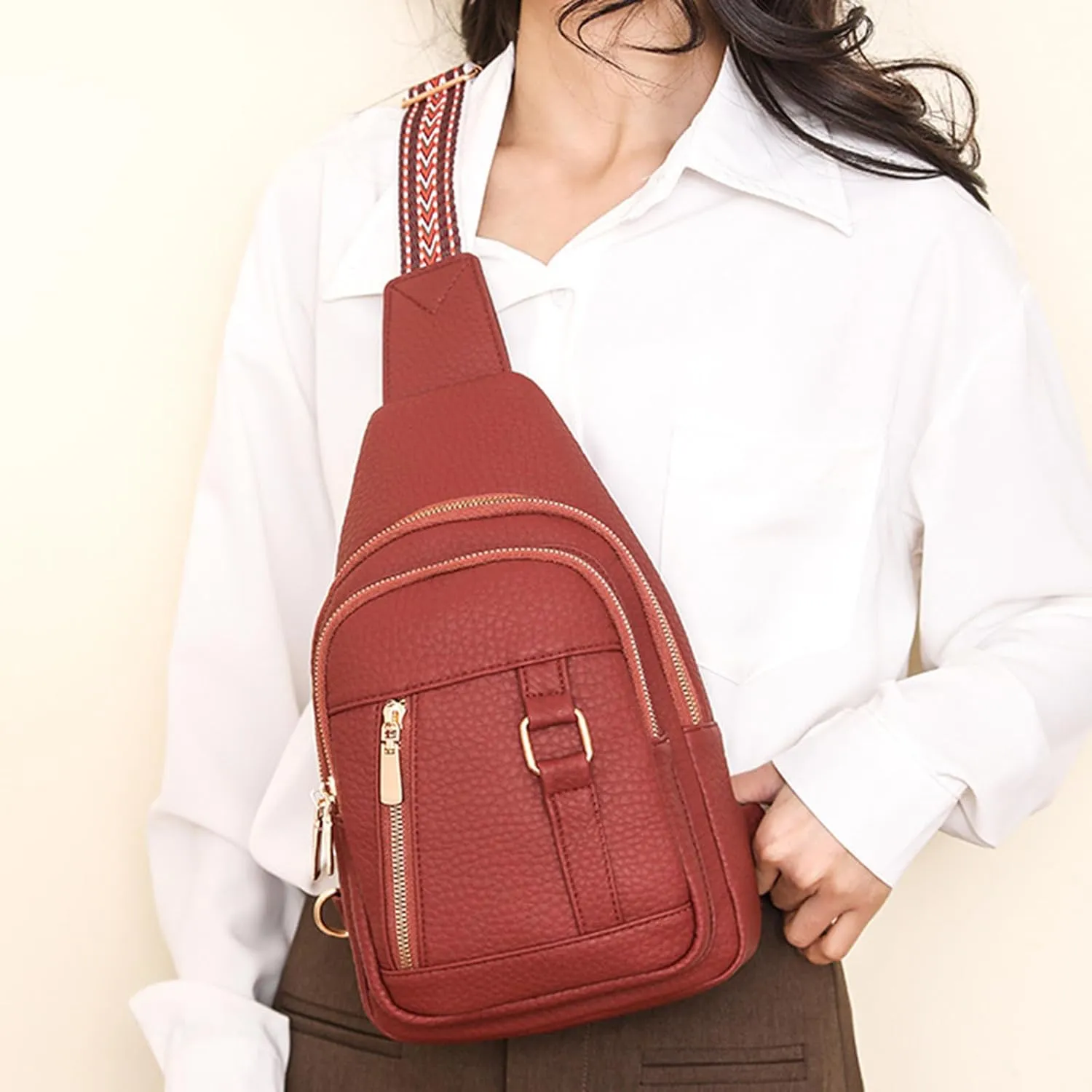 Purses for Women Crossbody Bag 2024 New Leather Fanny Packs for Women,trendy Chest Bag Backpack with Adjustable Strap,cross Body Bag for Hiking Sports Travel Outdoor