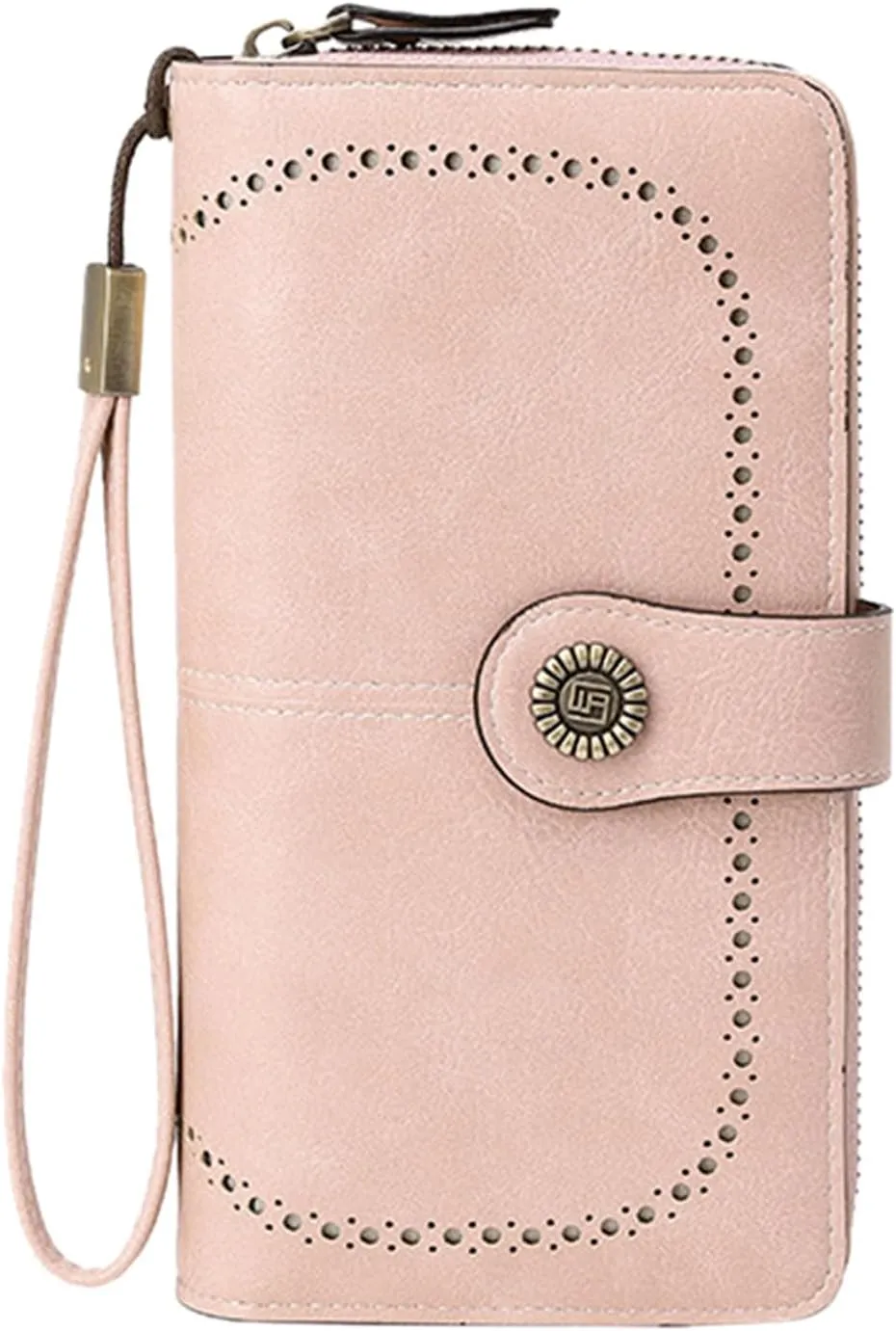 Rfid Wallet Women, Leather Wallet Wristlet, Rfid Blocking Zip Around Large Capacity Bifold Credit Card Holder Clutch Purses