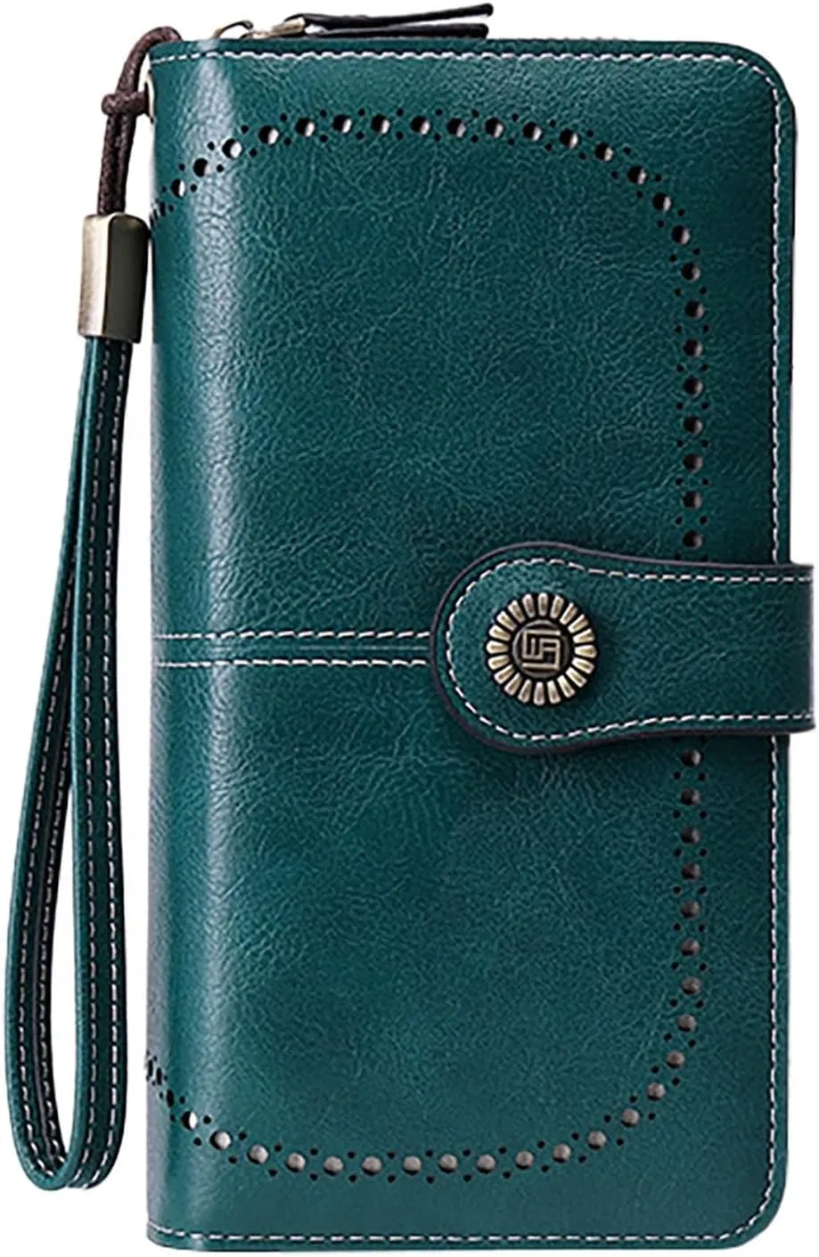 Rfid Wallet Women, Leather Wallet Wristlet, Rfid Blocking Zip Around Large Capacity Bifold Credit Card Holder Clutch Purses