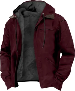 RTRDE Mens Winter Jacket Zip Up Sweatshirts Fleece Jackets Thick Sherpa Lined Hoodie Coats Outwear Jacket, S-8XL