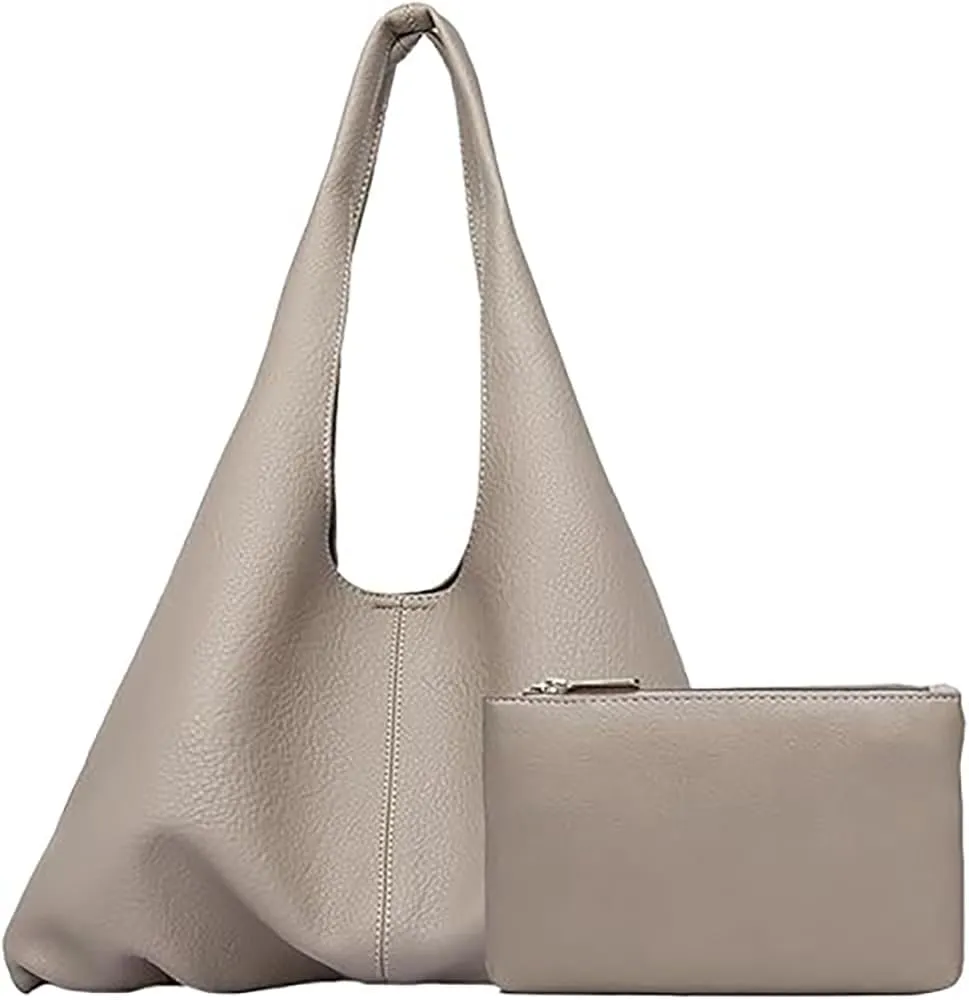 Rungion Womens Soft Vegan Leather Shoulder Bag Fashion Large Triangular Totes Handbag 2pcs Set Purse Top Handle Satchel