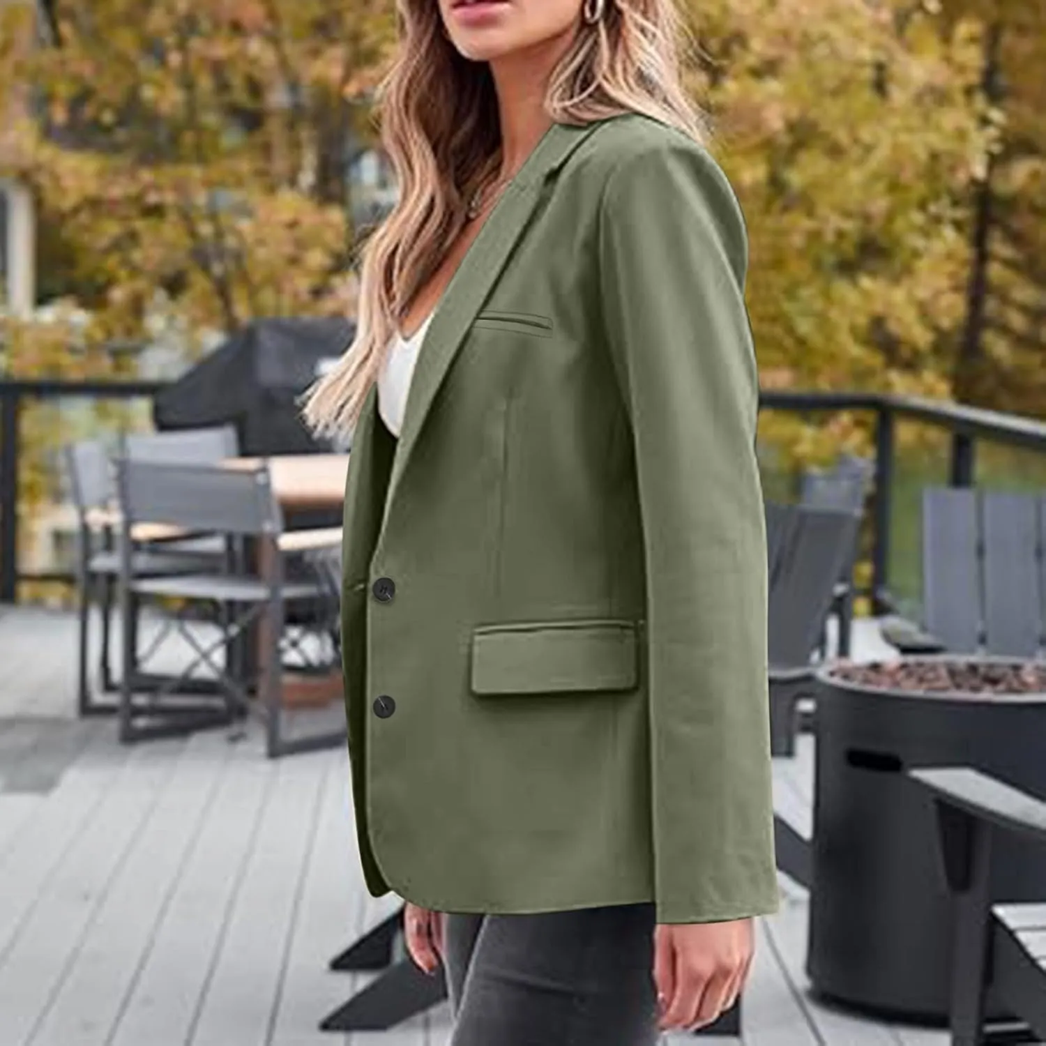 SEAOPEN Women's Business Casual Long Sleeve Blazer Open Front Lapel Jacket Suit Work Office Blazer with Pocket