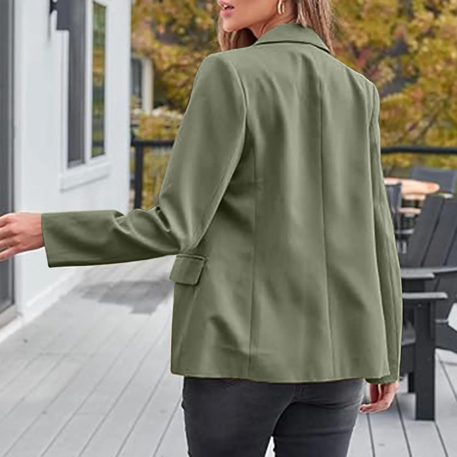 SEAOPEN Women's Business Casual Long Sleeve Blazer Open Front Lapel Jacket Suit Work Office Blazer with Pocket