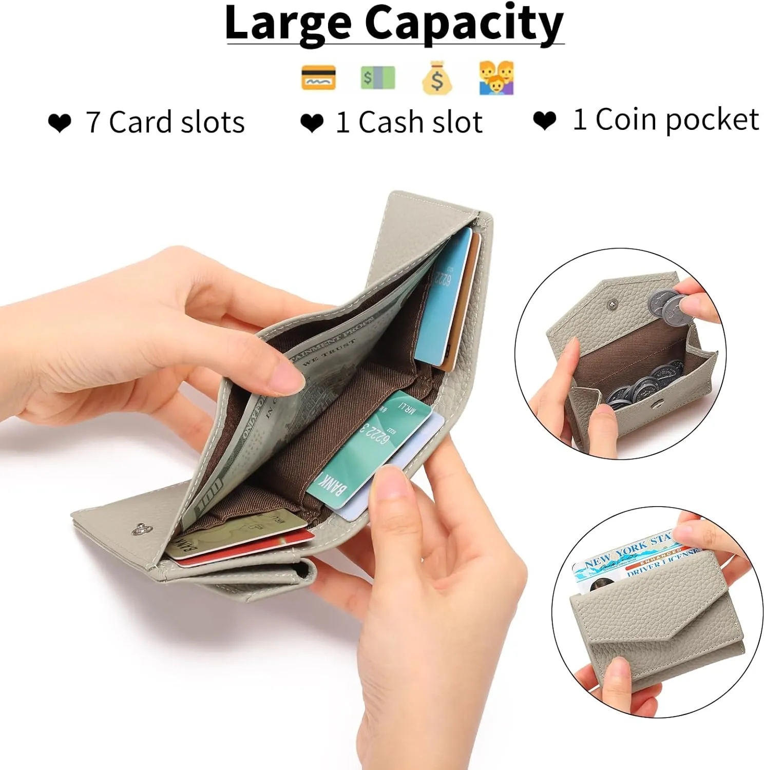 SENDEFN Small Wallet Women Leather RFID Blocking Wallets for Women Card Holder Ladies Wallets with Coin Pocket