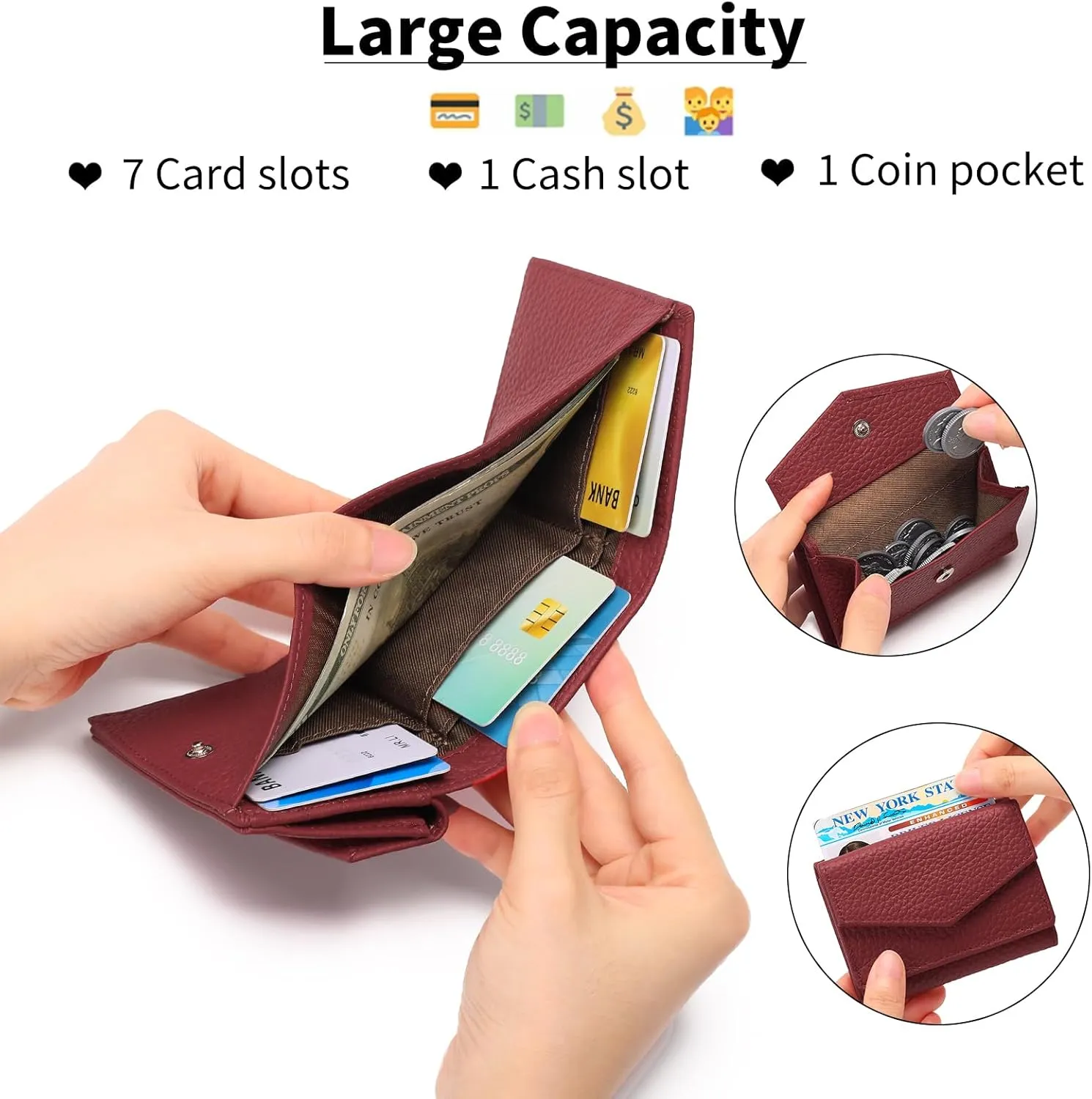 SENDEFN Small Wallet Women Leather RFID Blocking Wallets for Women Card Holder Ladies Wallets with Coin Pocket