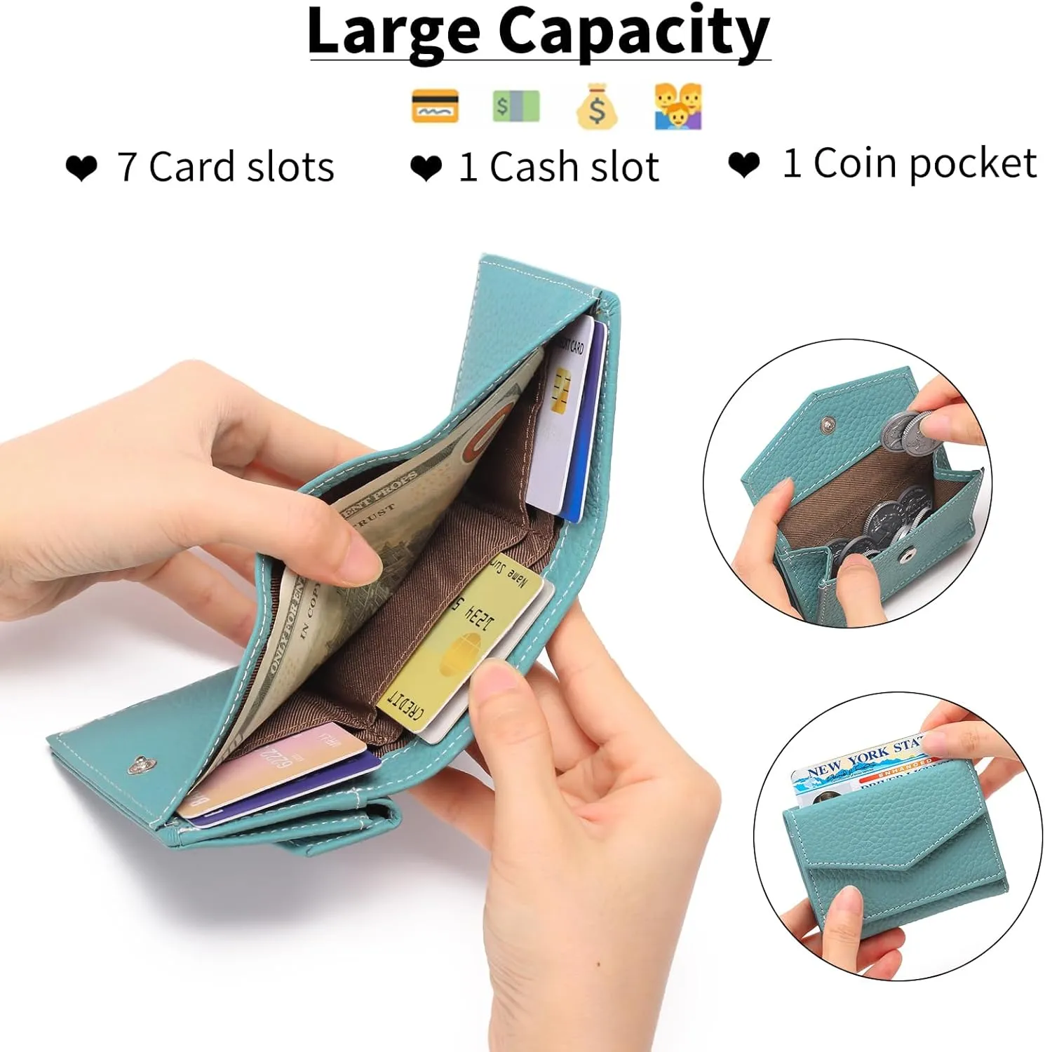 SENDEFN Small Wallet Women Leather RFID Blocking Wallets for Women Card Holder Ladies Wallets with Coin Pocket