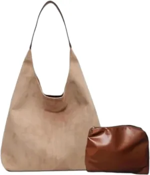 Shoulder Bags for Women, Faux Suede Crossbody Bag Large Capacity Fashion Satchel Handbags Everyday Tote Purses