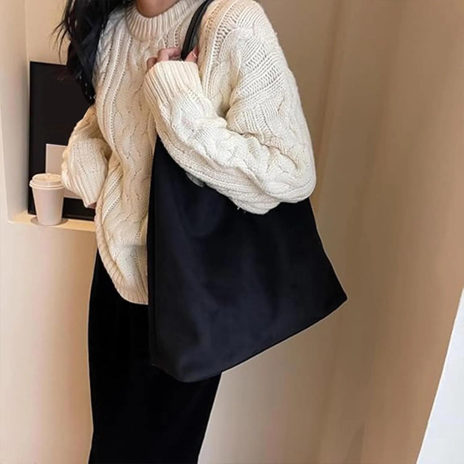 Shoulder Bags for Women, Faux Suede Crossbody Bag Large Capacity Fashion Satchel Handbags Everyday Tote Purses