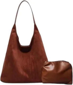 Shoulder Bags for Women, Faux Suede Crossbody Bag Large Capacity Fashion Satchel Handbags Everyday Tote Purses