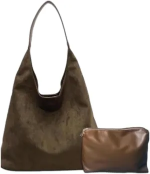 Shoulder Bags for Women, Faux Suede Crossbody Bag Large Capacity Fashion Satchel Handbags Everyday Tote Purses