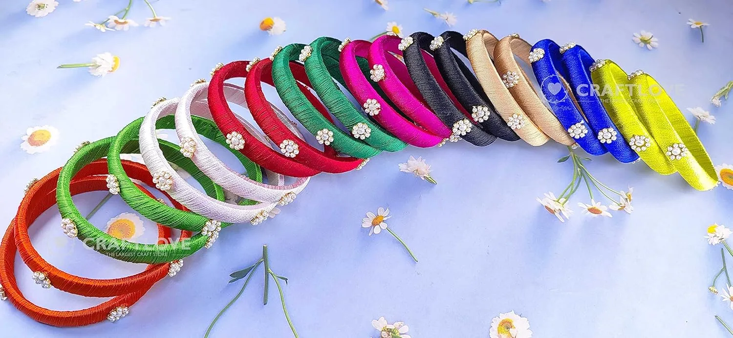 Silk Thread Bangles Set Multicolor Pearl Embellished 20 kada Bangles Set