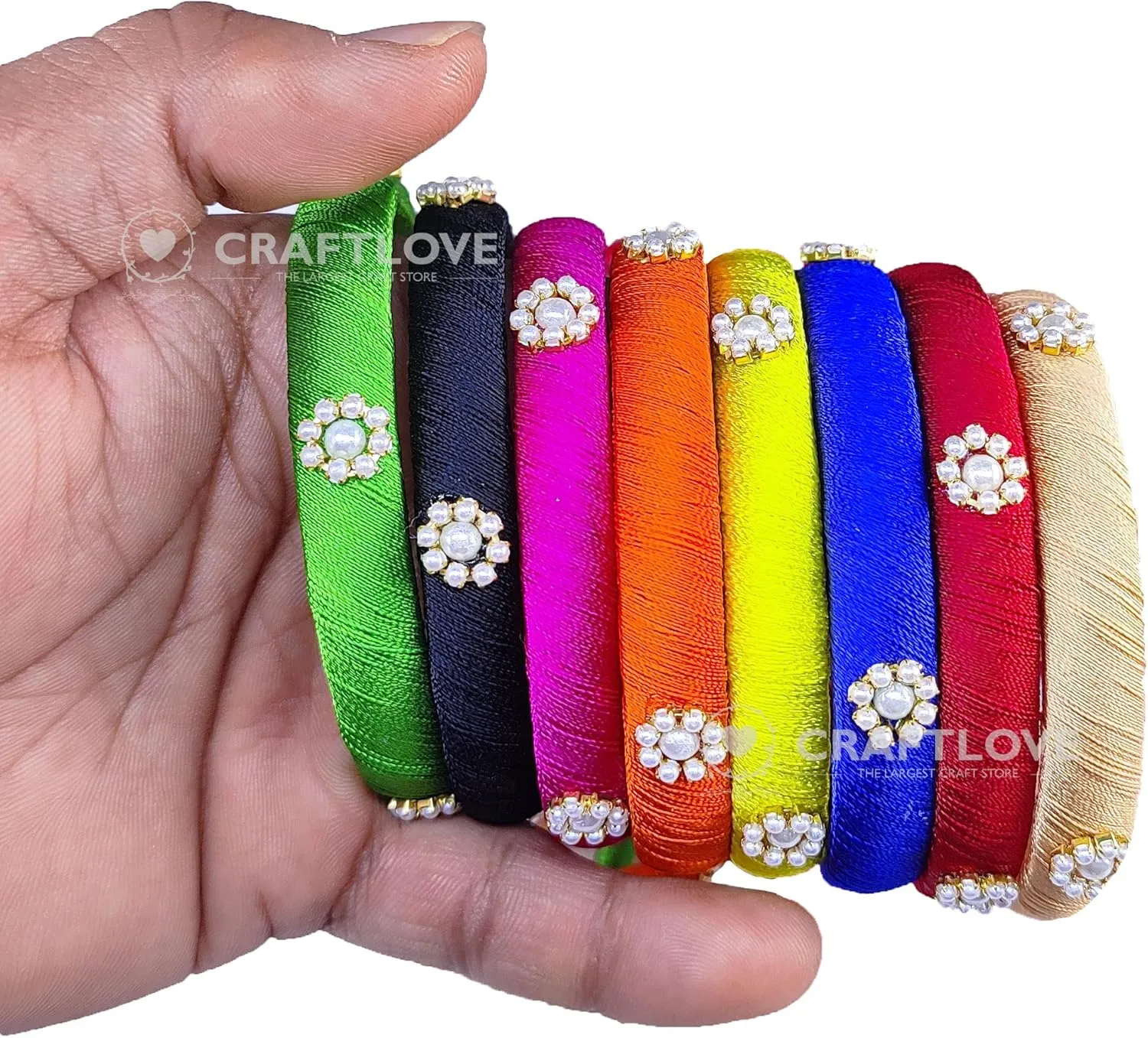 Silk Thread Bangles Set Multicolor Pearl Embellished 20 kada Bangles Set