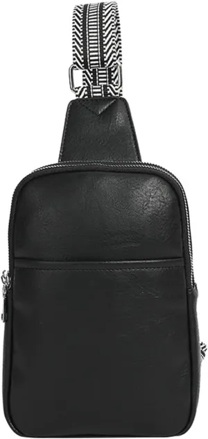 Sling Bag For Women Vegan Leather Fanny Pack Crossbody Bags Chest Bags For Women Messenger Bag for (Black, One Size)