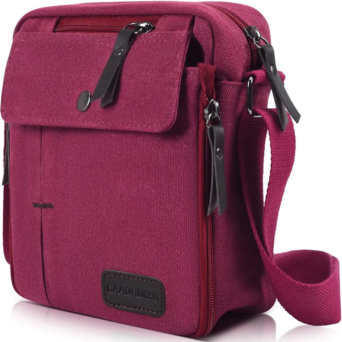 Small Canvas Messenger Bag Chest Bag Travel Bag, Mini Crossbody Bag Shoulder Bag for Men Women Multi Pocket Purses