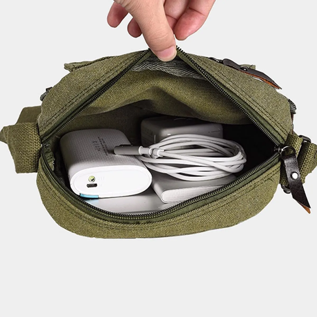 Small Canvas Messenger Bag Chest Bag Travel Bag, Mini Crossbody Bag Shoulder Bag for Men Women Multi Pocket Purses