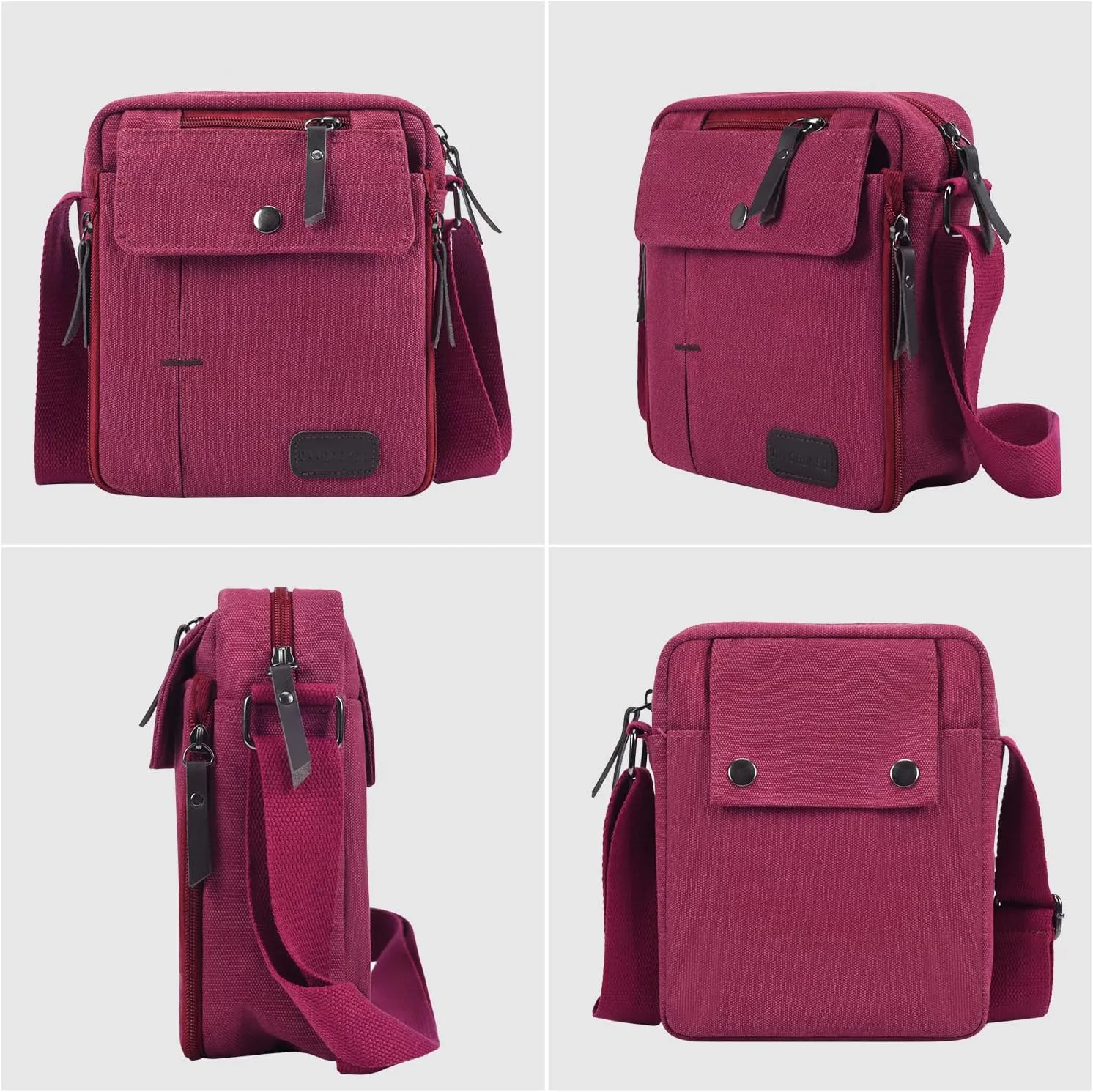 Small Canvas Messenger Bag Chest Bag Travel Bag, Mini Crossbody Bag Shoulder Bag for Men Women Multi Pocket Purses
