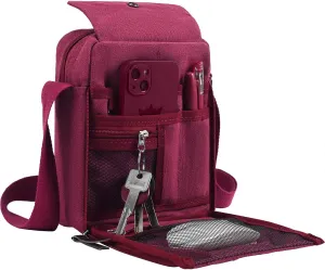 Small Canvas Messenger Bag Chest Bag Travel Bag, Mini Crossbody Bag Shoulder Bag for Men Women Multi Pocket Purses