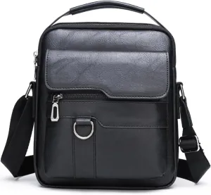 Small Leather Messenger Bag Chest Bag Travel Bag, Mini Crossbody Bag Shoulder Bag for Men Women Multi Pocket Purses