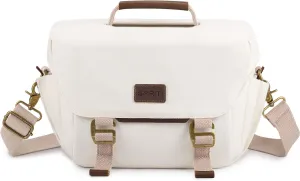 SMRITI Canvas DSLR Camera Bag, Camera Messenger Bag for Photographers,Travel Waterproof Shoulder Camera Case for Men Women (White)