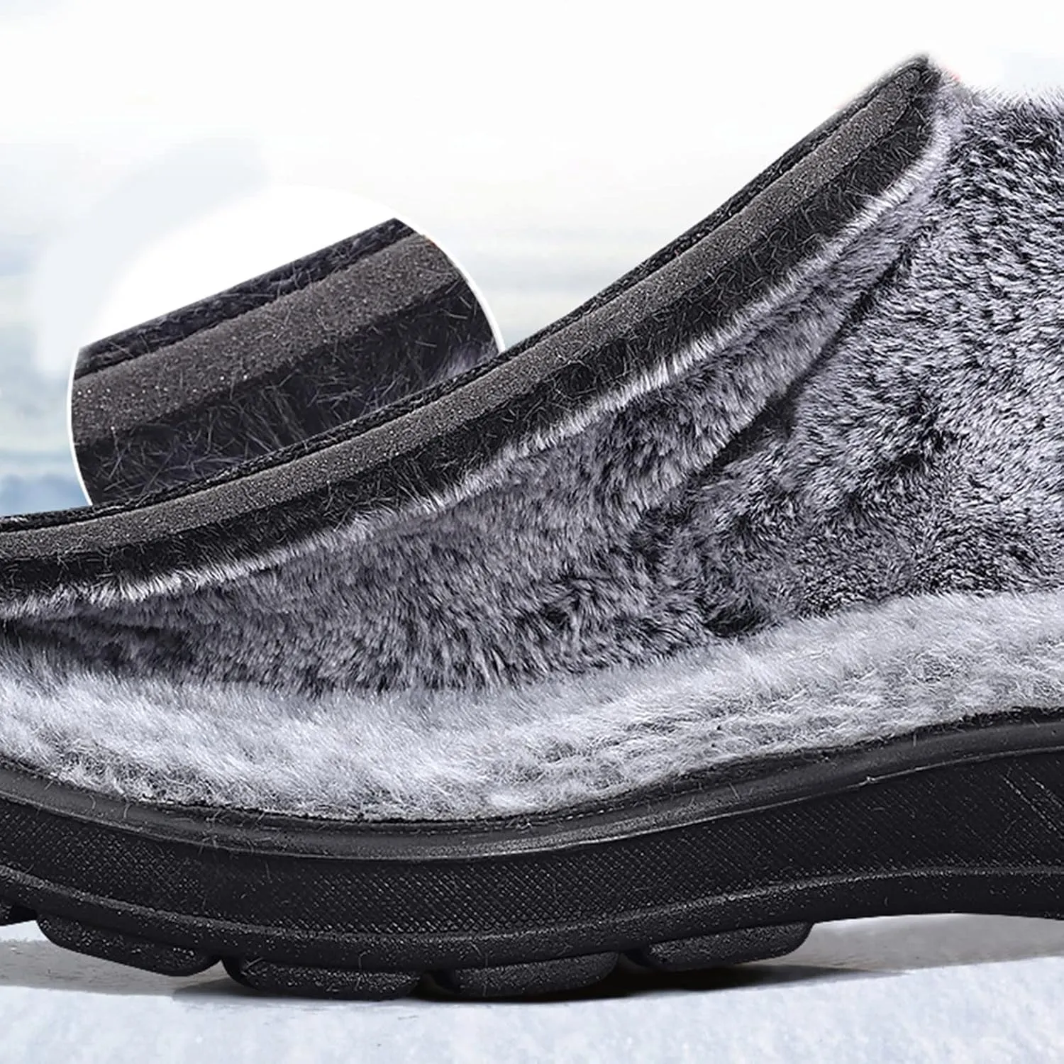 Snow Boots for Men Warm Faux Furry Lined Footwear Waterproof Outdoor Lightweight Winter Boots Slip on Ankle Booties Non-slip Hiking Boot Trekking Boots