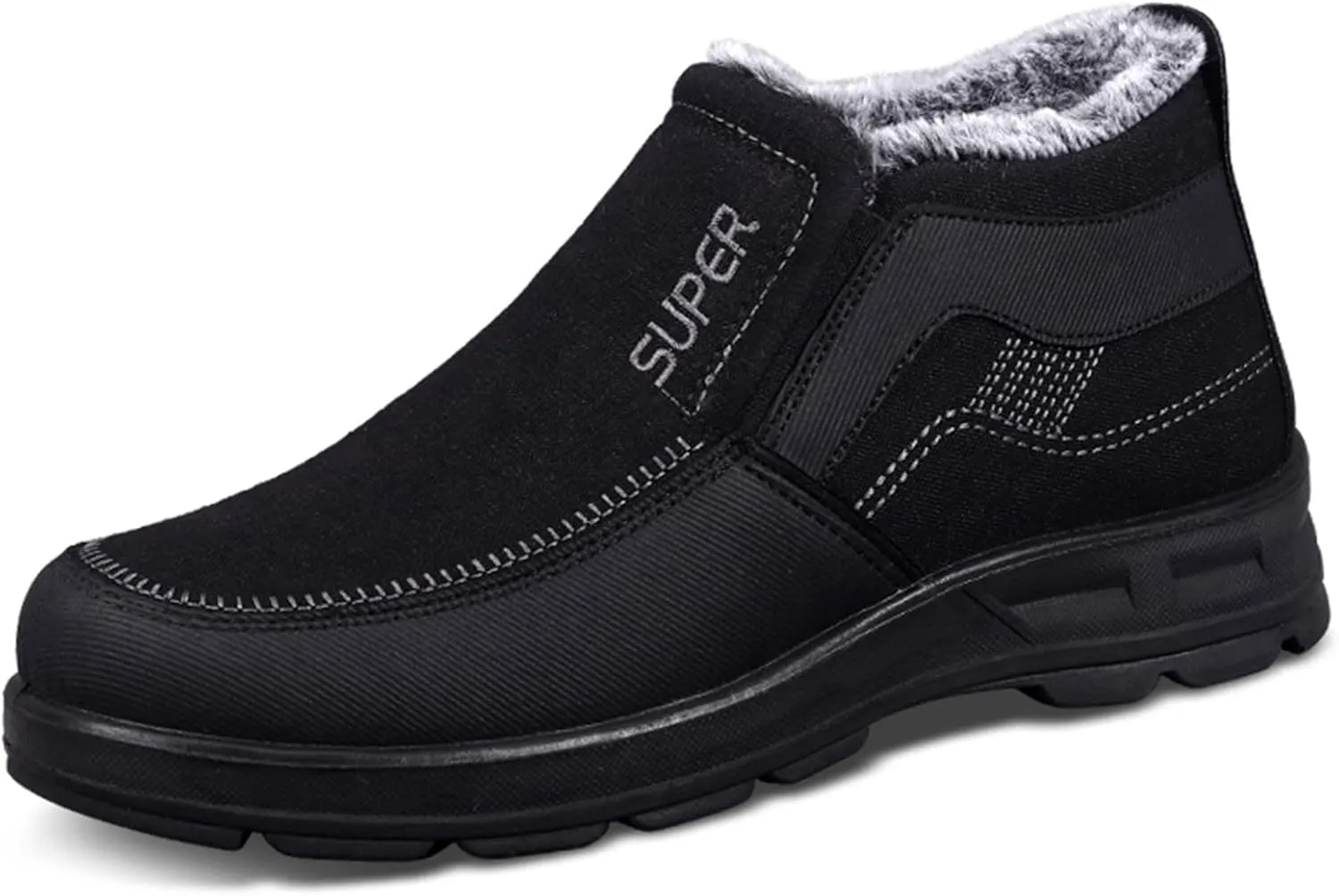 Snow Boots for Men Warm Faux Furry Lined Footwear Waterproof Outdoor Lightweight Winter Boots Slip on Ankle Booties Non-slip Hiking Boot Trekking Boots