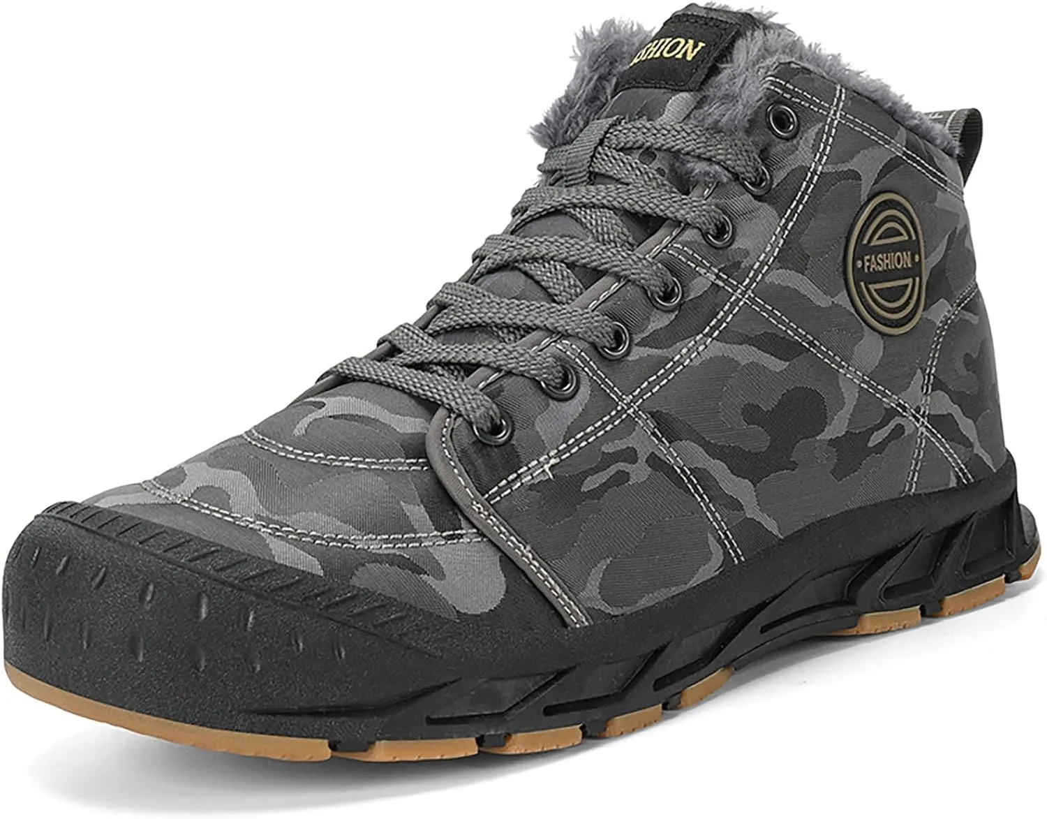 Snow Boots for Men Waterproof Furry Lined Warm Winter Boots Lace Up Cold-Weather Non-Slip Ankle Boots Comfortable Slip on Lightweight Hiking Shoes
