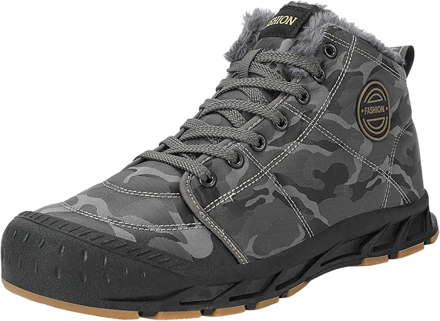 Snow Boots for Men Waterproof Furry Lined Warm Winter Boots Lace Up Cold-Weather Non-Slip Ankle Boots Comfortable Slip on Lightweight Hiking Shoes