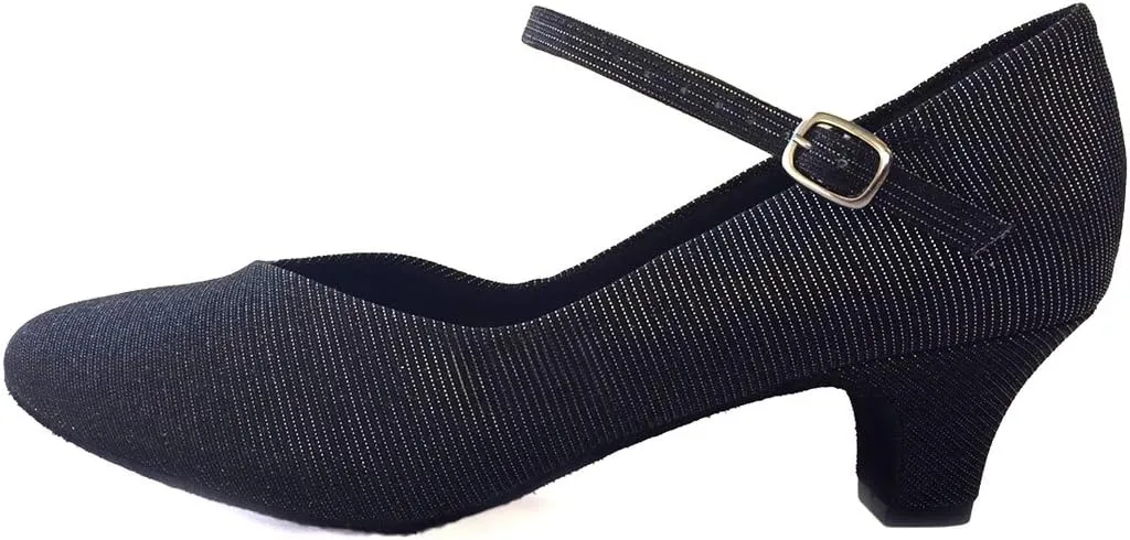 So'Danca Women's Glitter Canvas Ballroom Shoe 1.5in Heel Black 6M US