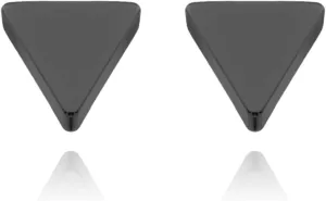 Solid (5mm) Triangle Onyx Studs, 14K Gold Black Onyx Gemstone (0.20ct) Stud Earring, Unisex geometric triangular studs, Fashion Jewelry, Gift For Her