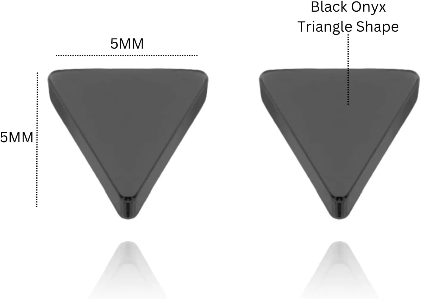 Solid (5mm) Triangle Onyx Studs, 14K Gold Black Onyx Gemstone (0.20ct) Stud Earring, Unisex geometric triangular studs, Fashion Jewelry, Gift For Her