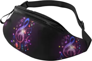 Sport Waist Bag For Men Women-Colorful Music Note Purple Fanny Pack-Casual Bum Bags Hiking Running Belt Bags