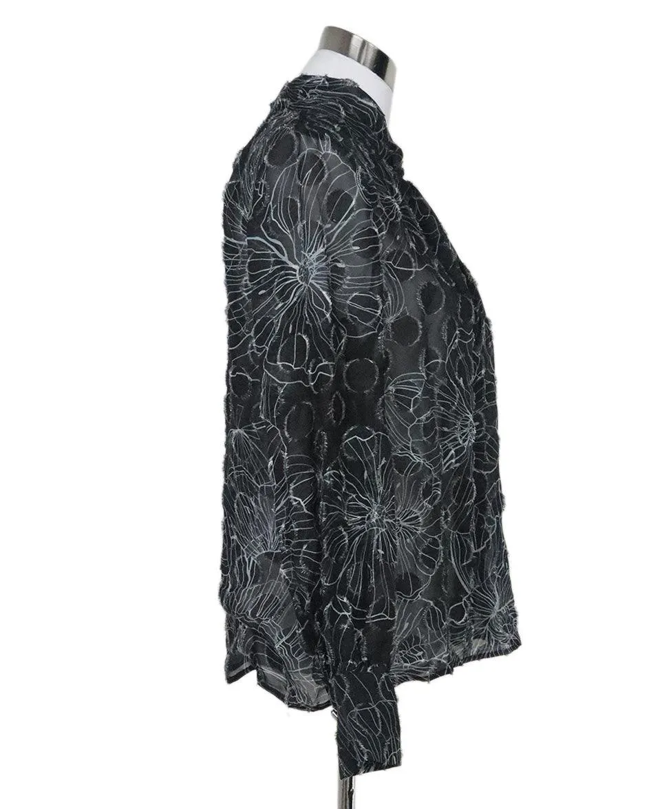 St. John Black & White Silk Blouse sz 4