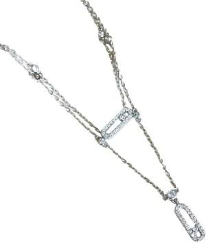 Stacking Layering Necklaces - Luxury Silver-color Choker Two-Layers Necklace Simple Shiny Pendants For Women Fine Jewelry
