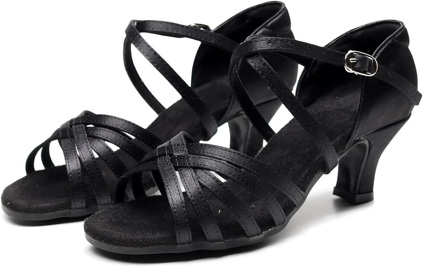 SWDZM Women Latin Dance Shoes Satin Professional Ballroom Salsa Practice Performance Dance Shoes,Model FT016