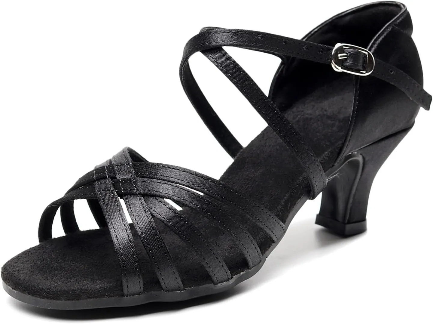 SWDZM Women Latin Dance Shoes Satin Professional Ballroom Salsa Practice Performance Dance Shoes,Model FT016