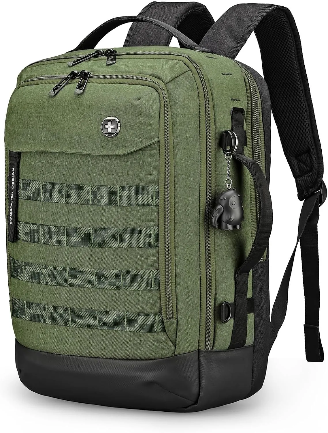Swissdigital Design Travel Backpack with USB Charging Port, Laptop Backpack with RFID Pockets, College Backpack Large Capacity Fits 15.6 inches Laptops for Men Women, Dark Green | BERG