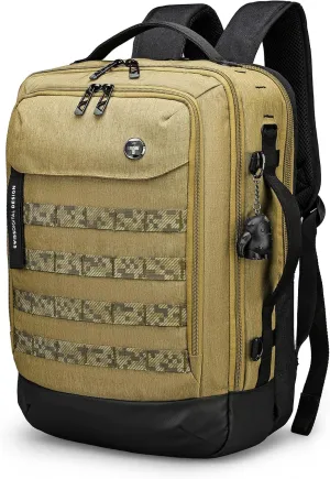 Swissdigital Design Travel Backpack with USB Charging Port, Laptop Backpack with RFID Pockets, College Backpack Large Capacity Fits 15.6 inches Laptops for Men Women, Dark Khaki | BERG
