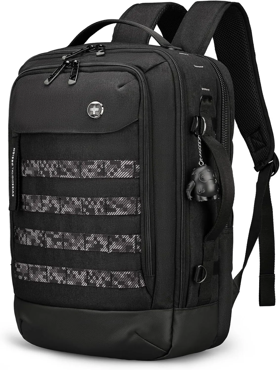 Swissdigital Design Travel Backpack with USB Charging Port, Laptop Backpack with RFID Pockets, Work Backpack Large Capacity Fits 15.6 inches Laptops for Men Women, Black | BERG
