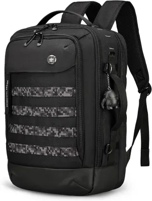 Swissdigital Design Travel Backpack with USB Charging Port, Laptop Backpack with RFID Pockets, Work Backpack Large Capacity Fits 15.6 inches Laptops for Men Women, Black | BERG