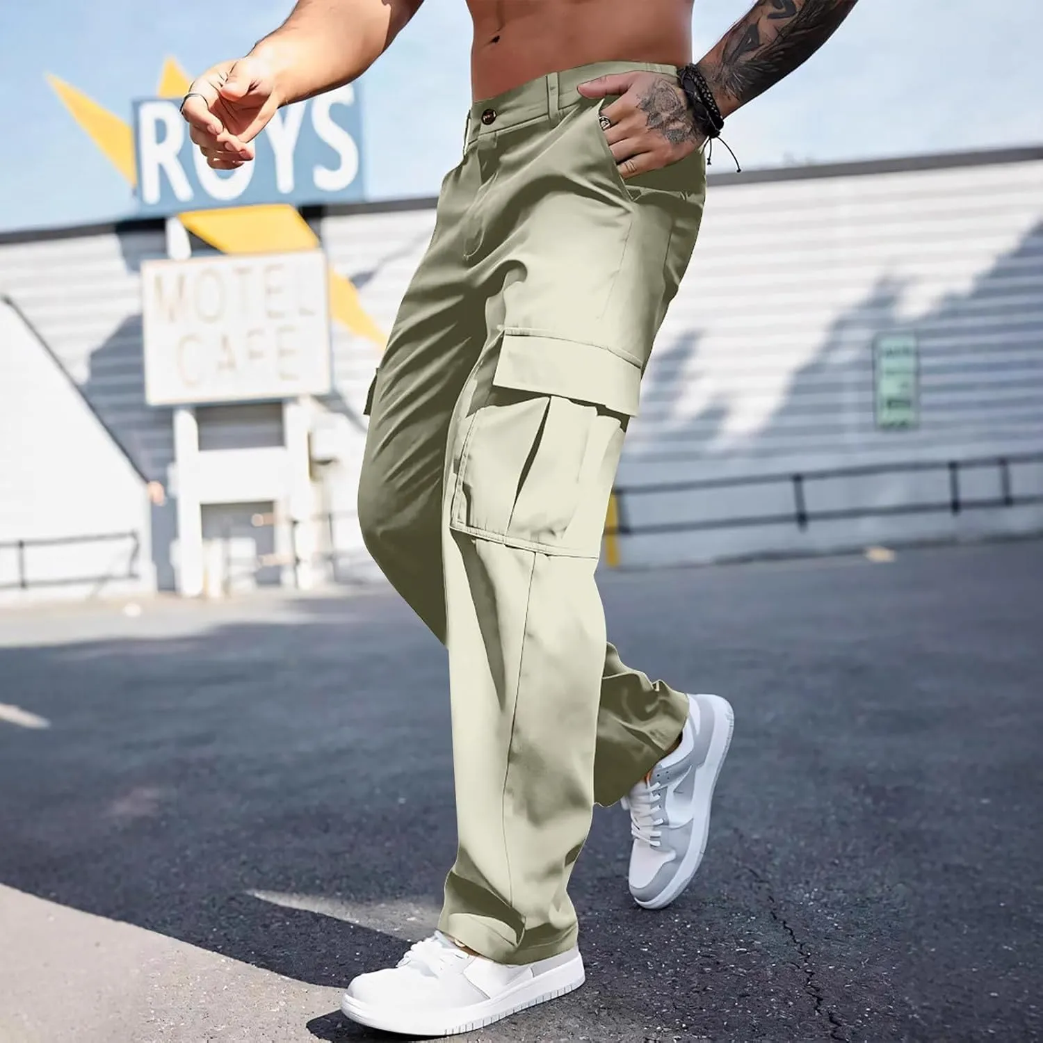 Tactical Cargo Pants for Men Large Workout Pants with Multi-Pocket Active Fit Trousers