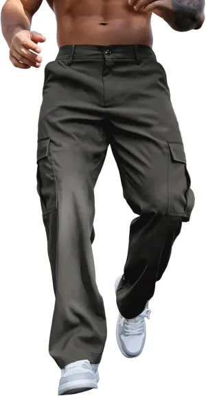 Tactical Cargo Pants for Men Large Workout Pants with Multi-Pocket Active Fit Trousers