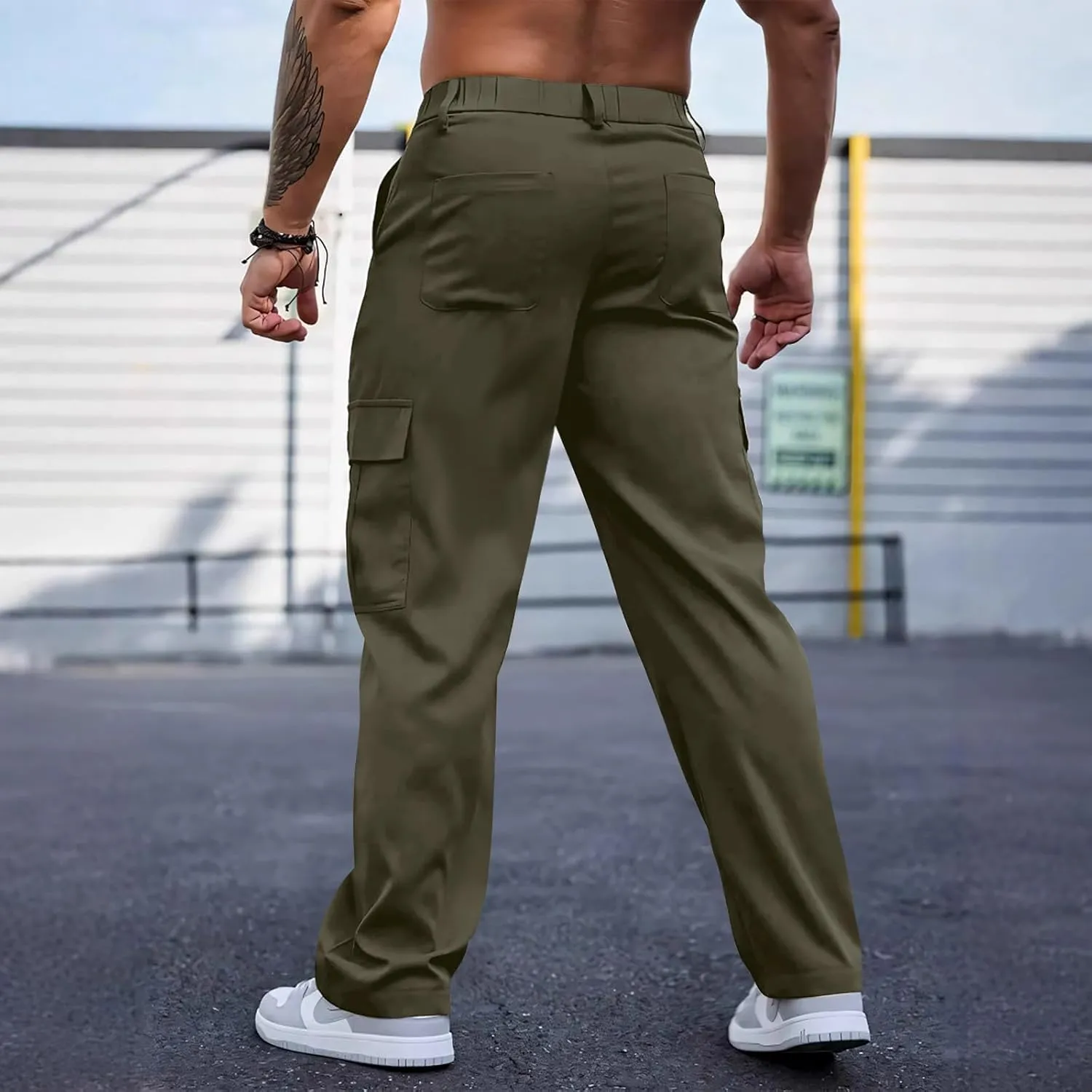 Tactical Cargo Pants for Men Large Workout Pants with Multi-Pocket Active Fit Trousers