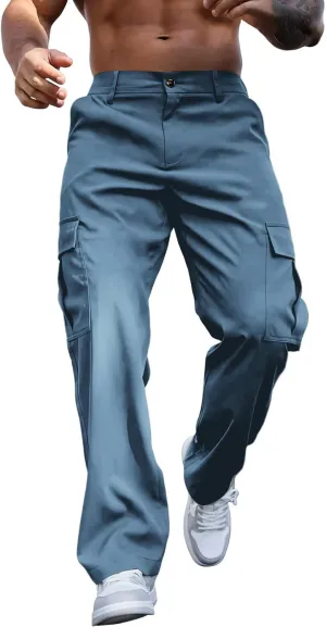 Tactical Cargo Pants for Men Large Workout Pants with Multi-Pocket Active Fit Trousers