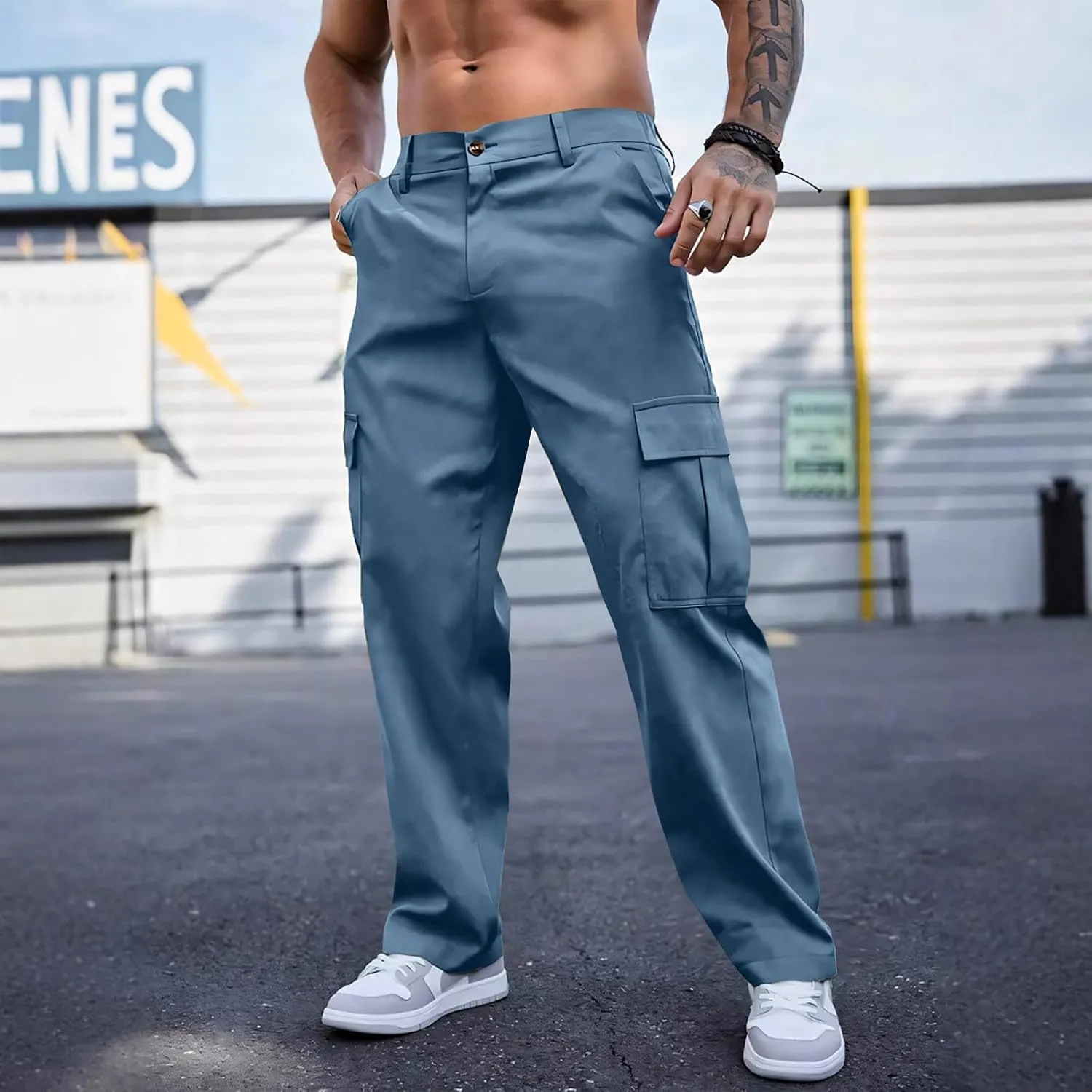Tactical Cargo Pants for Men Large Workout Pants with Multi-Pocket Active Fit Trousers