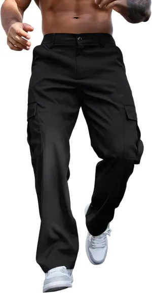 Tactical Cargo Pants for Men Large Workout Pants with Multi-Pocket Active Fit Trousers